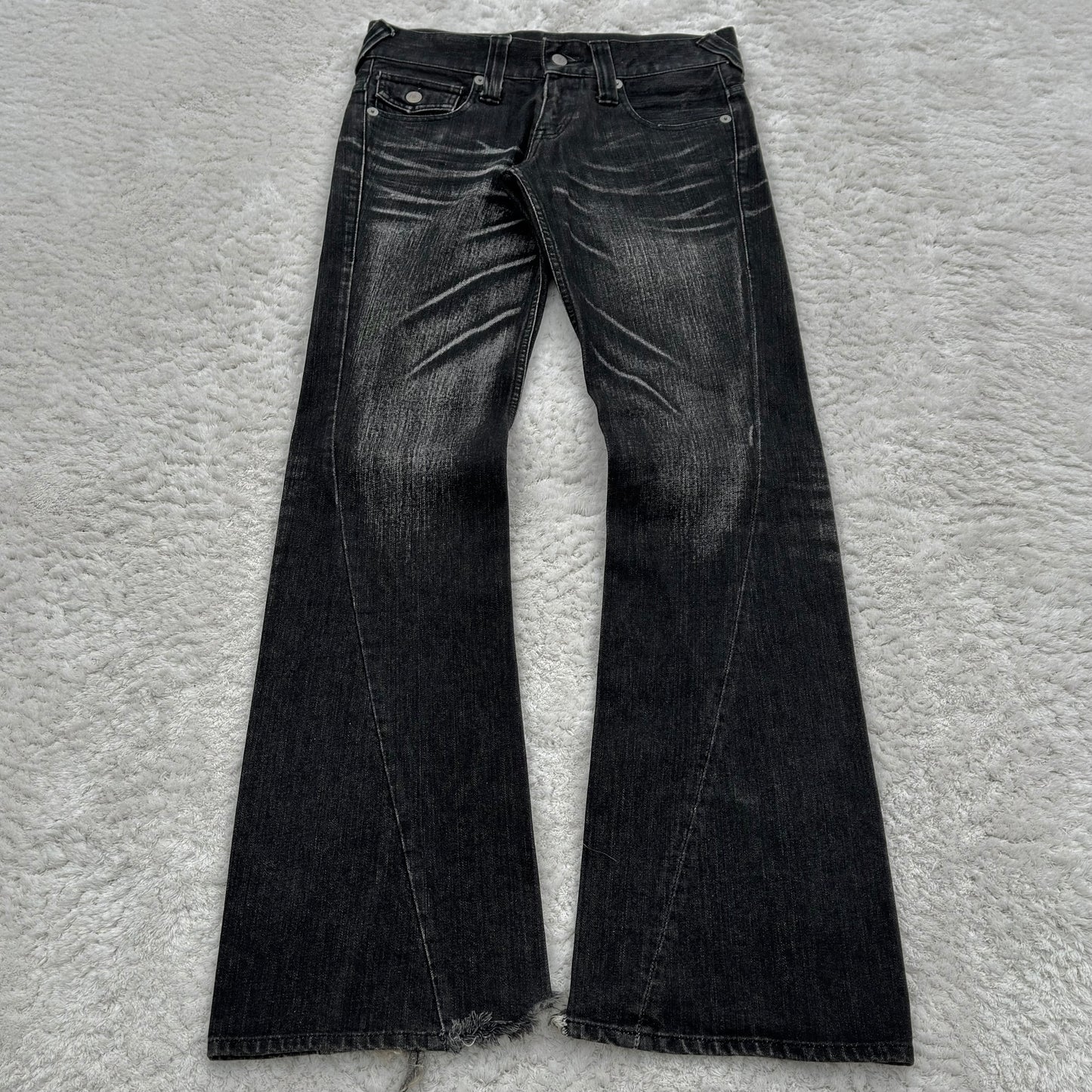 Tornado Mart Claw Marks Wash Spiral Flared Jeans