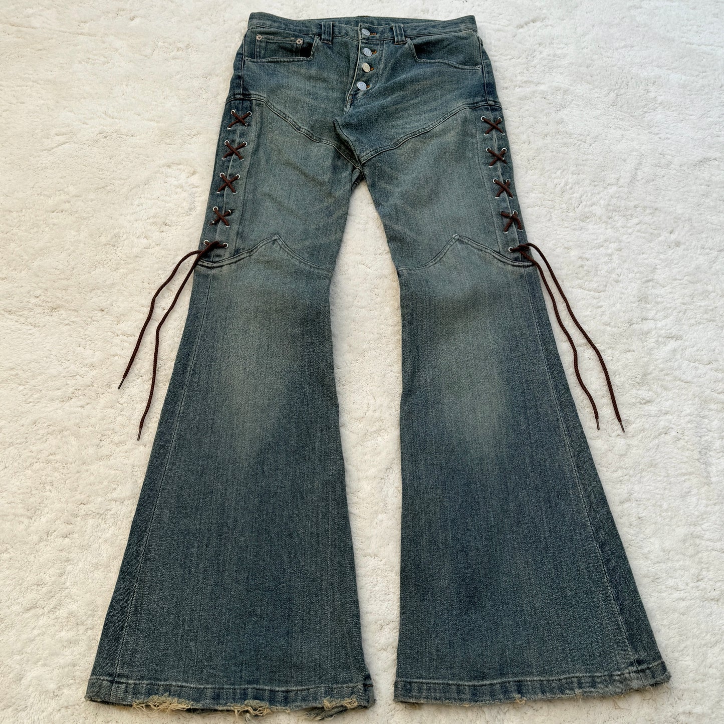 Tornado Mart Lace-Up Flared Jeans