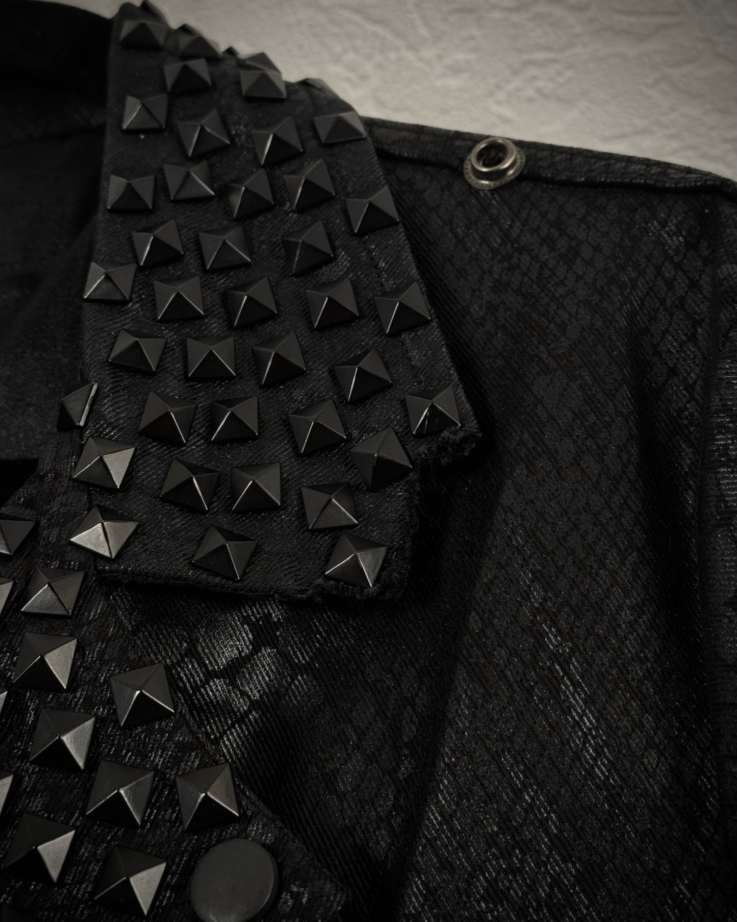 By The R Python Waxed Studded Biker Jacket