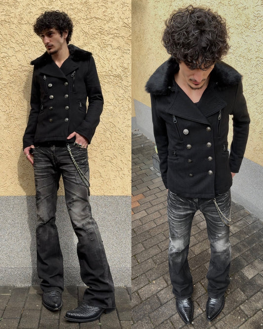 Fuga Fur Collar Napoleon Wool Jacket