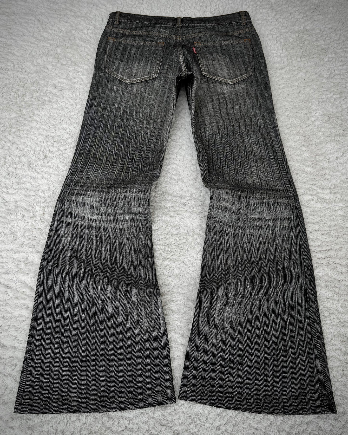 Tornado Mart Pin Striped Whisker Washed Flared Pants