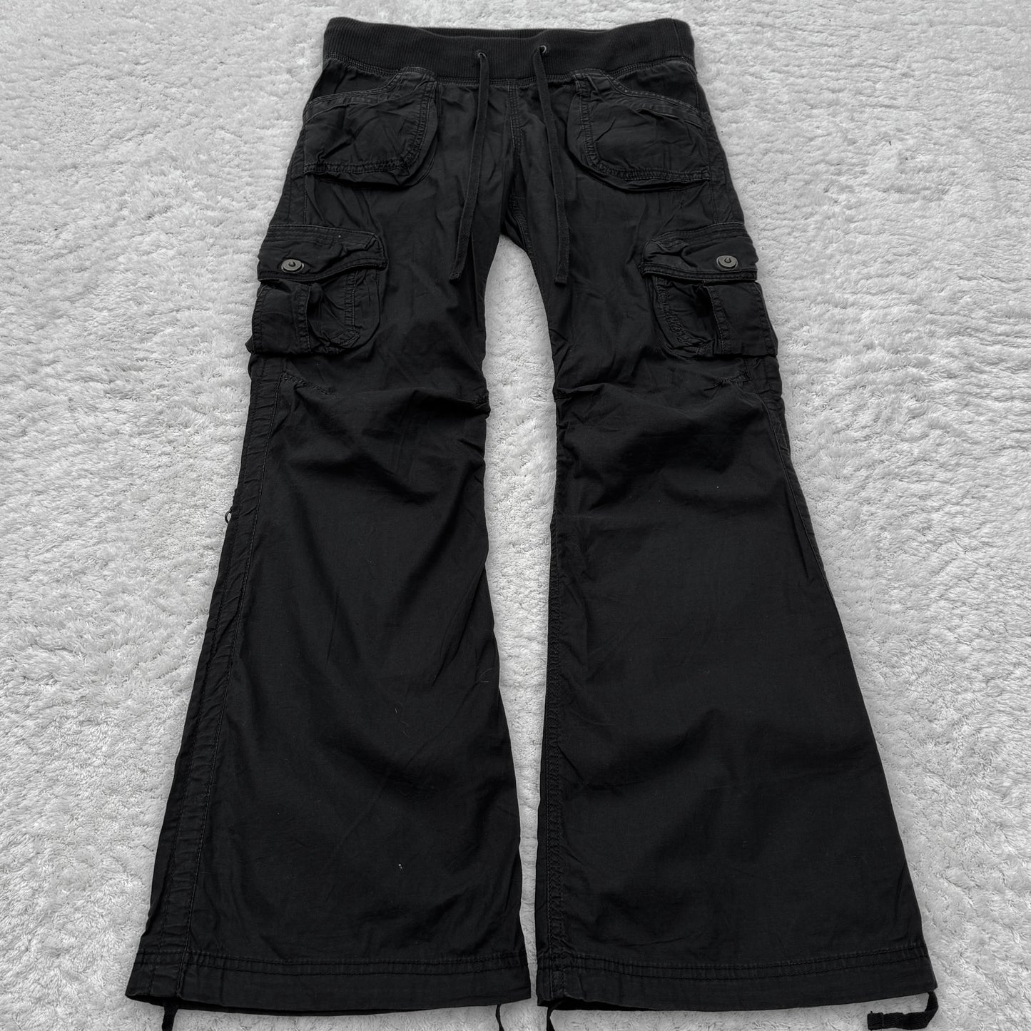 G.O.A Black Gas Mask Flared Cargo Pants