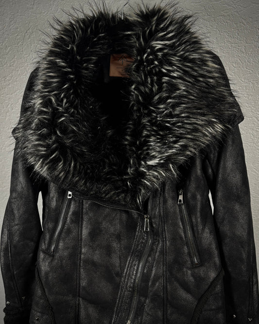 A+F Chunky Faux Fur Luster Textured Jacket