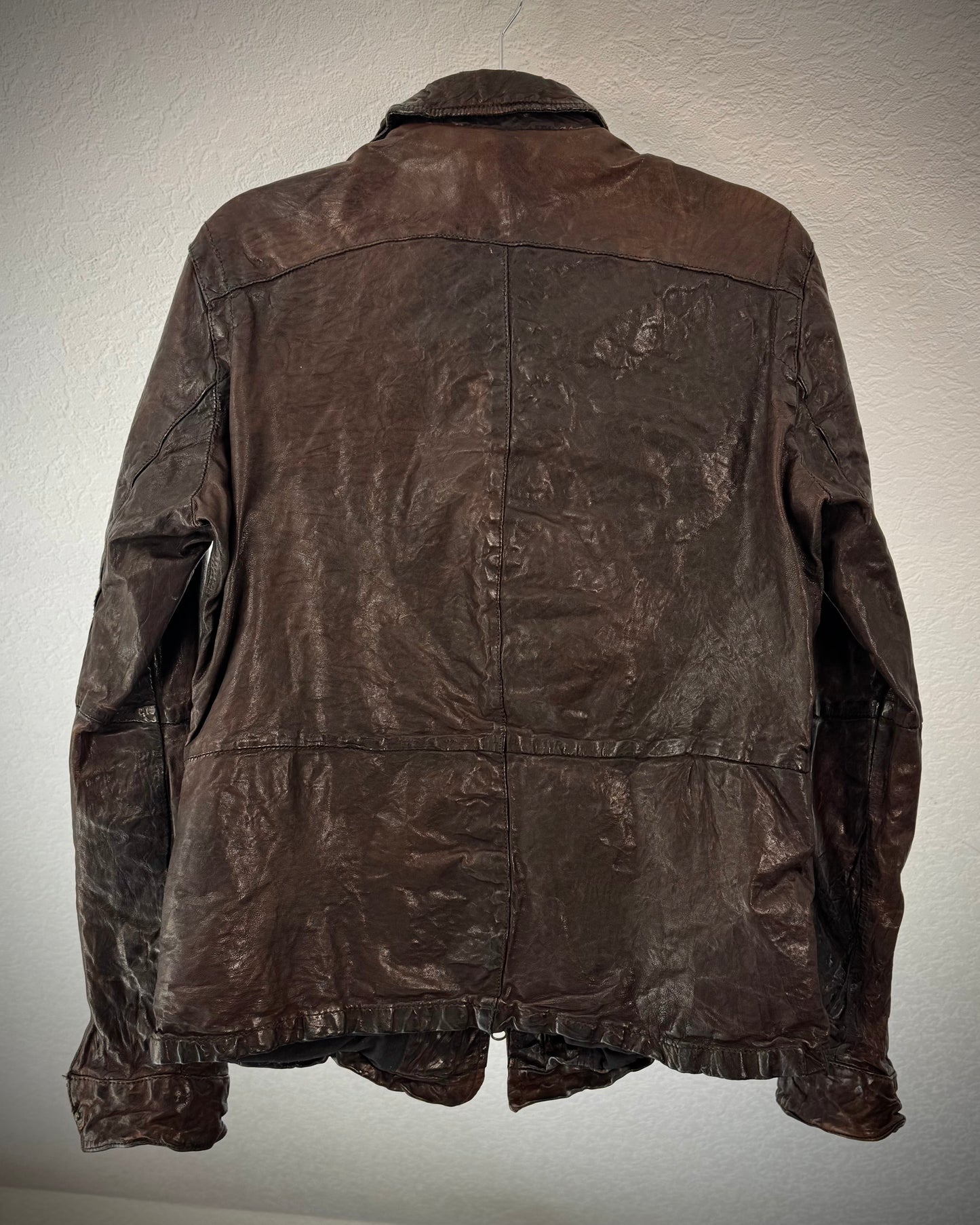 Undercurrent Rust Dyed Quilted Leather Jacket