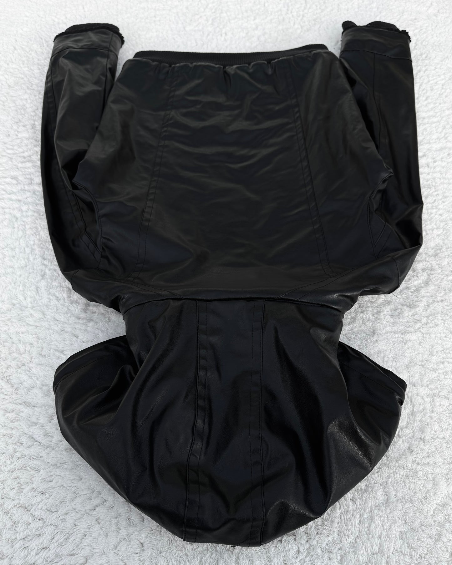 Glad News Hooded High Neck Leather Jacket