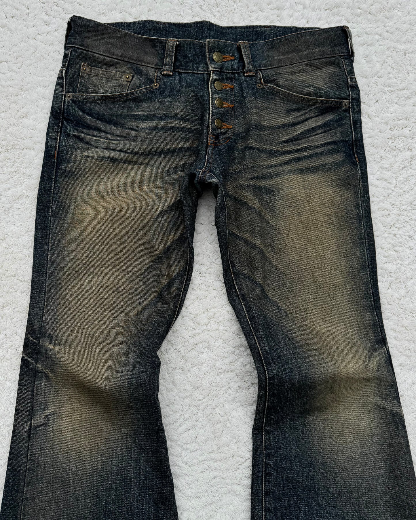 Tornado Mart Whisker Mud Wash Flared Jeans