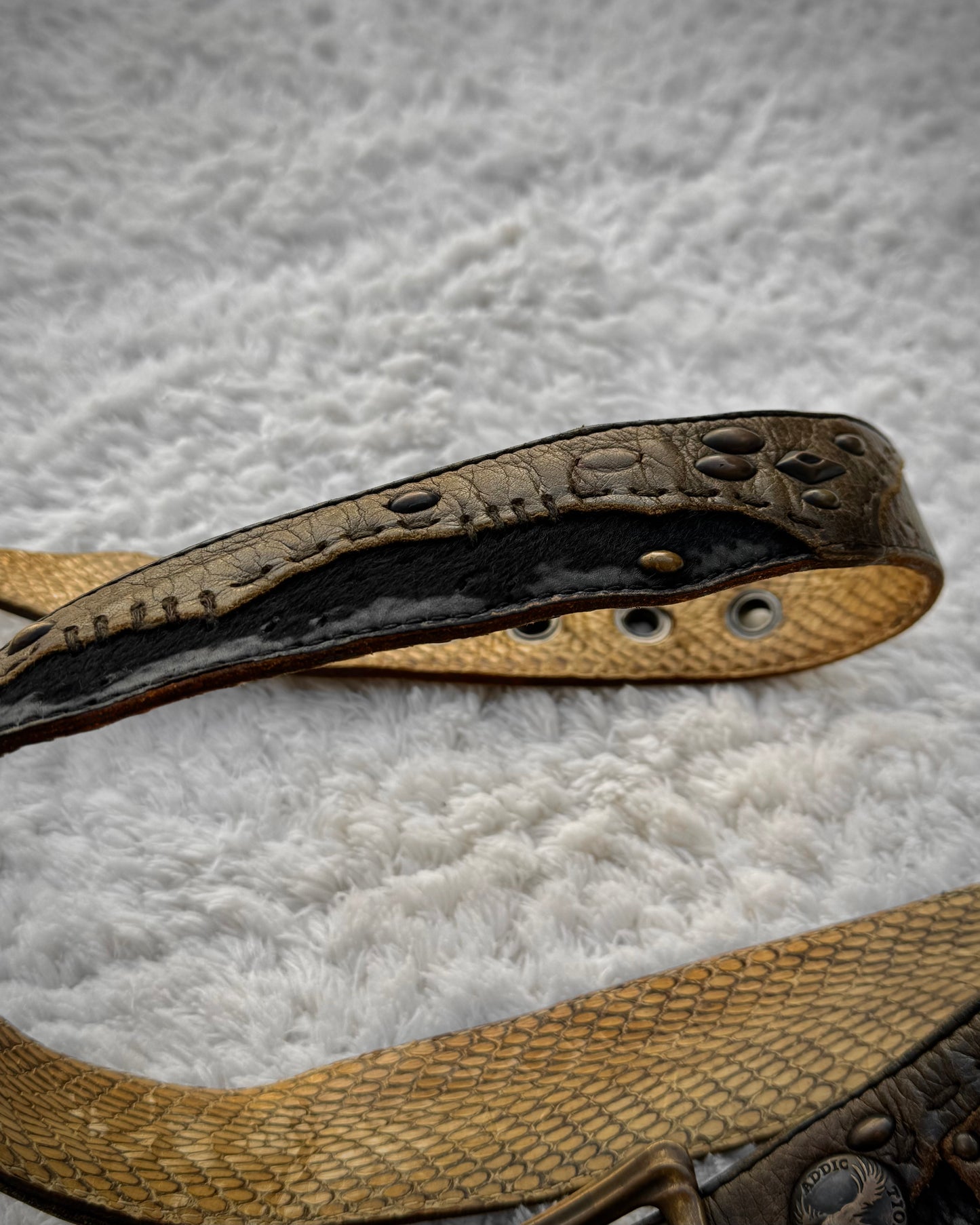 14th Addiction Scar Stitched Studded Belt