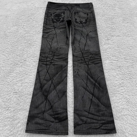 Xfrm Pin Striped Paint Splatter Bootcut Pants