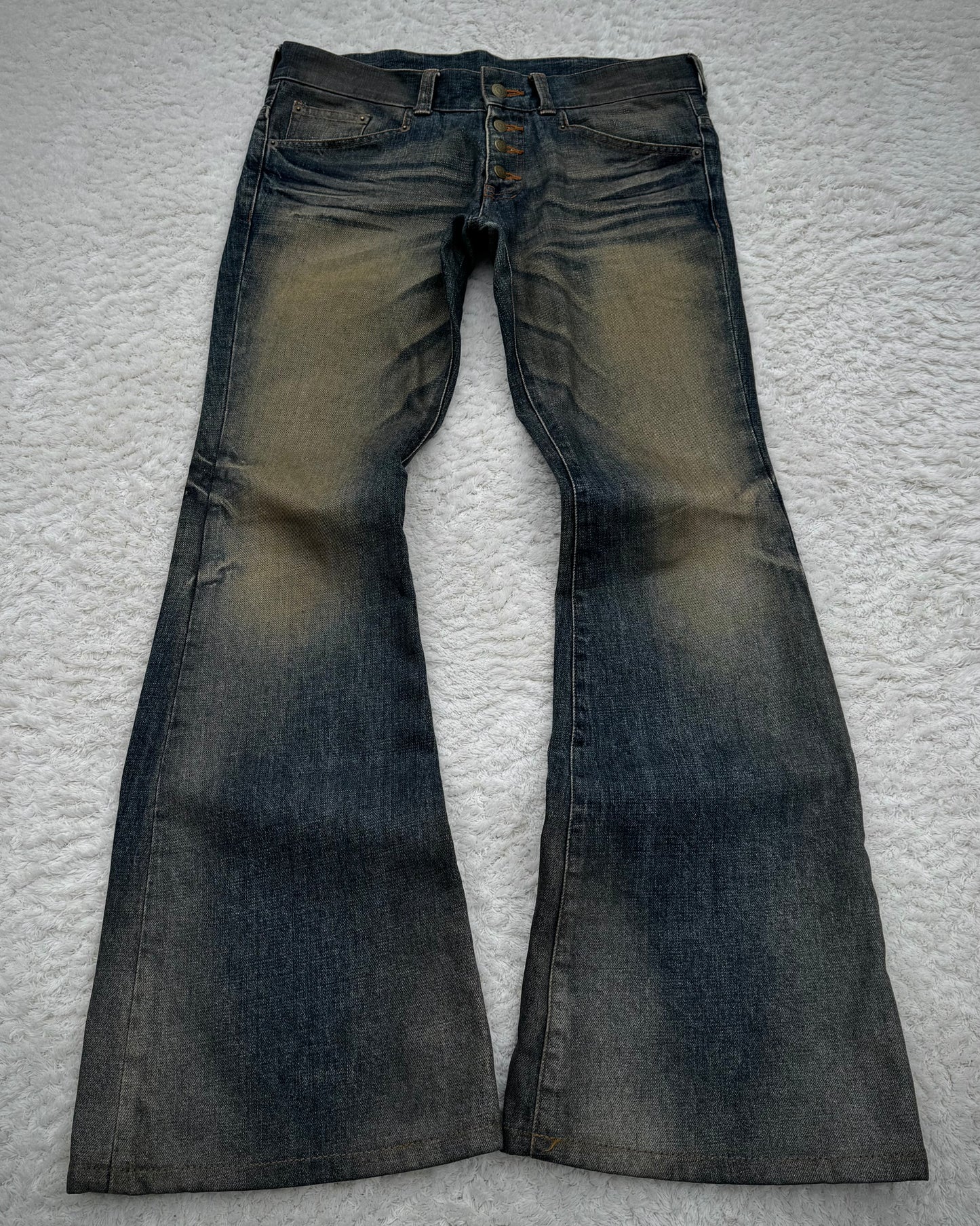 Tornado Mart Whisker Mud Wash Flared Jeans