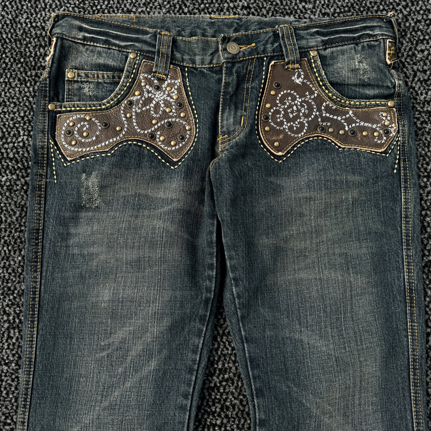 Tornado Mart Western Lace-Up Flared Denim