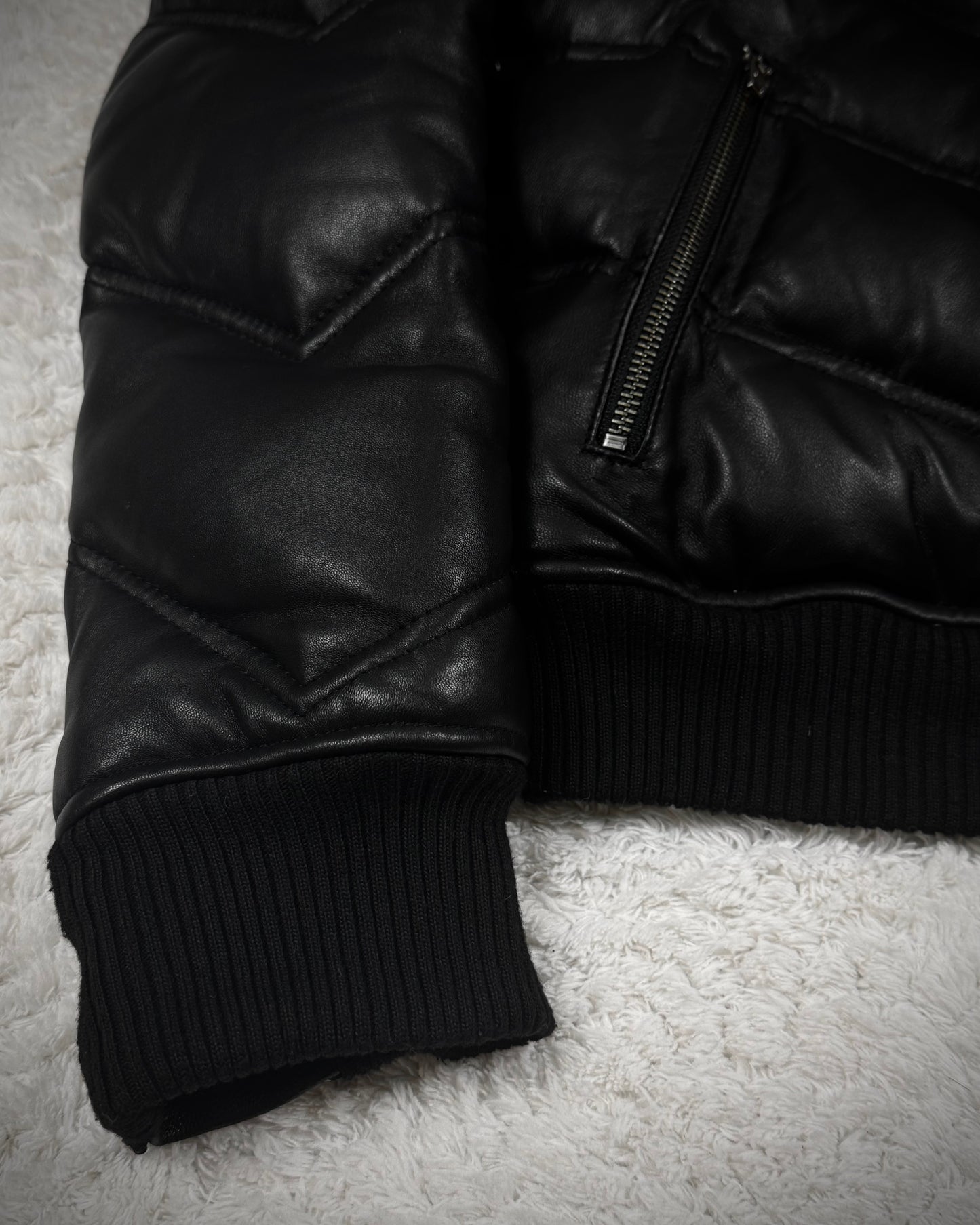Jack Rose Fur Hood Leather Puffer Jacket