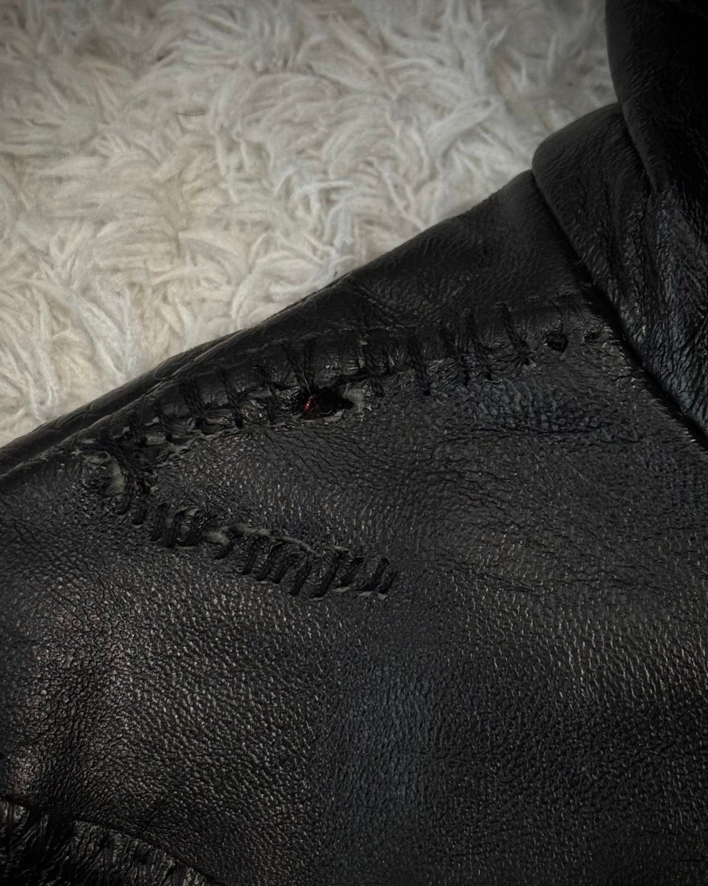 Ville D’Espoir Fur Collar Leather Patchwork Jacket