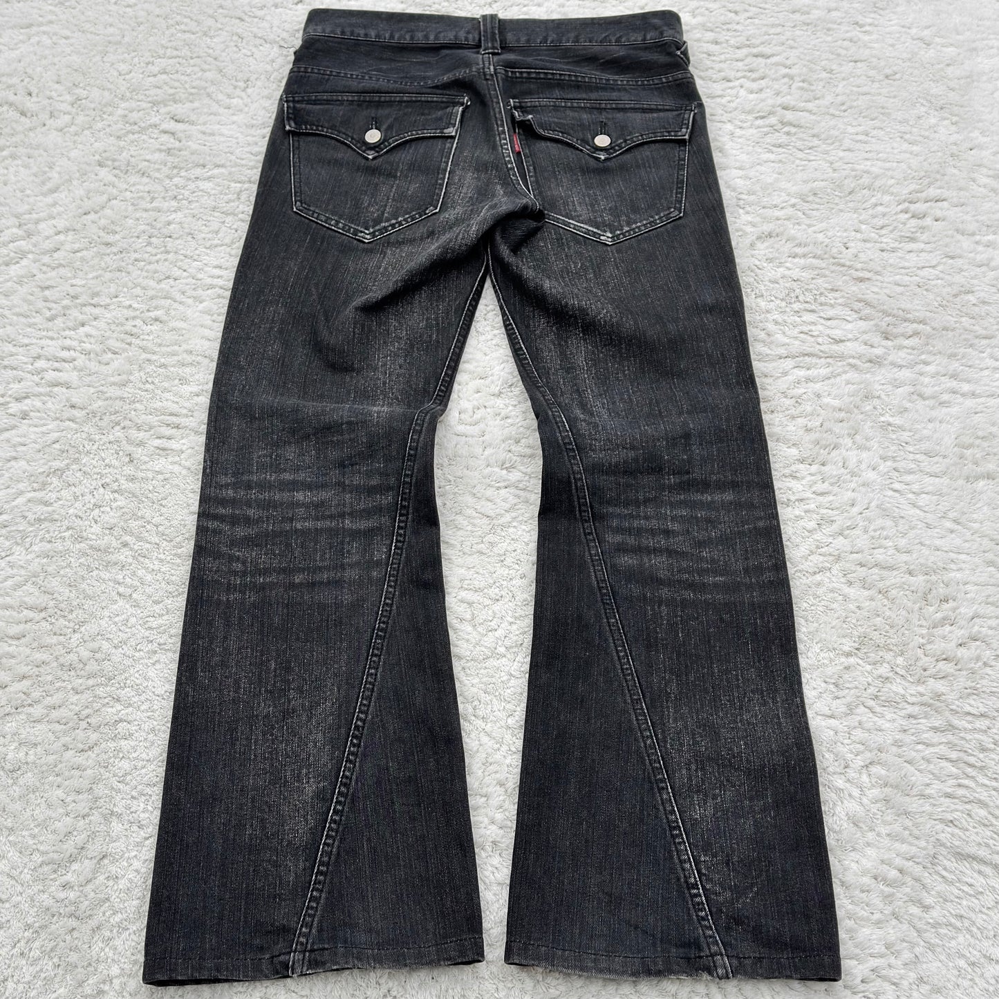 Tornado Mart Whisker Wash Spiral Flared Jeans