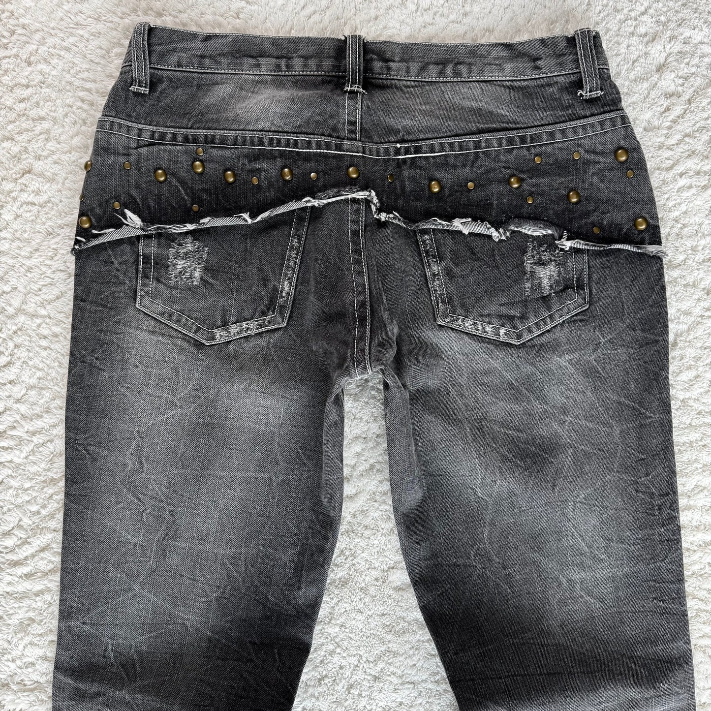 LowBox Studded Overlap Attachment Flared Jeans