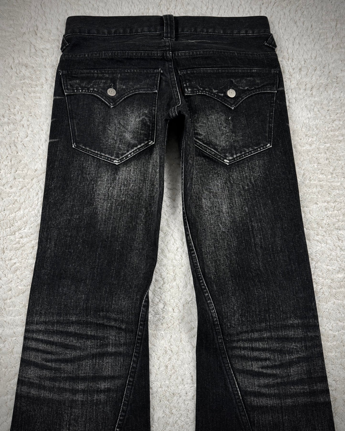 Tornado Mart Clawmark Wash Spiral Flared Jeans