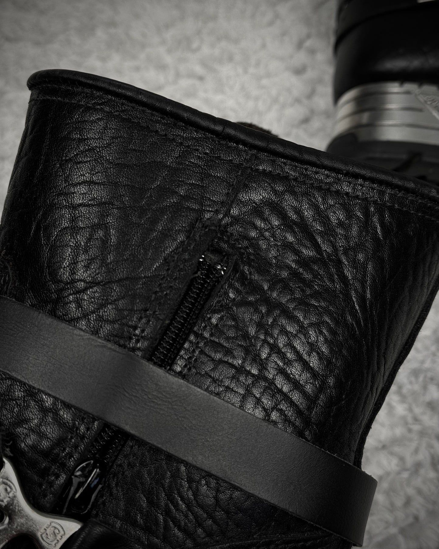 New Rock Chained Belted Steel Heel Leather Boots