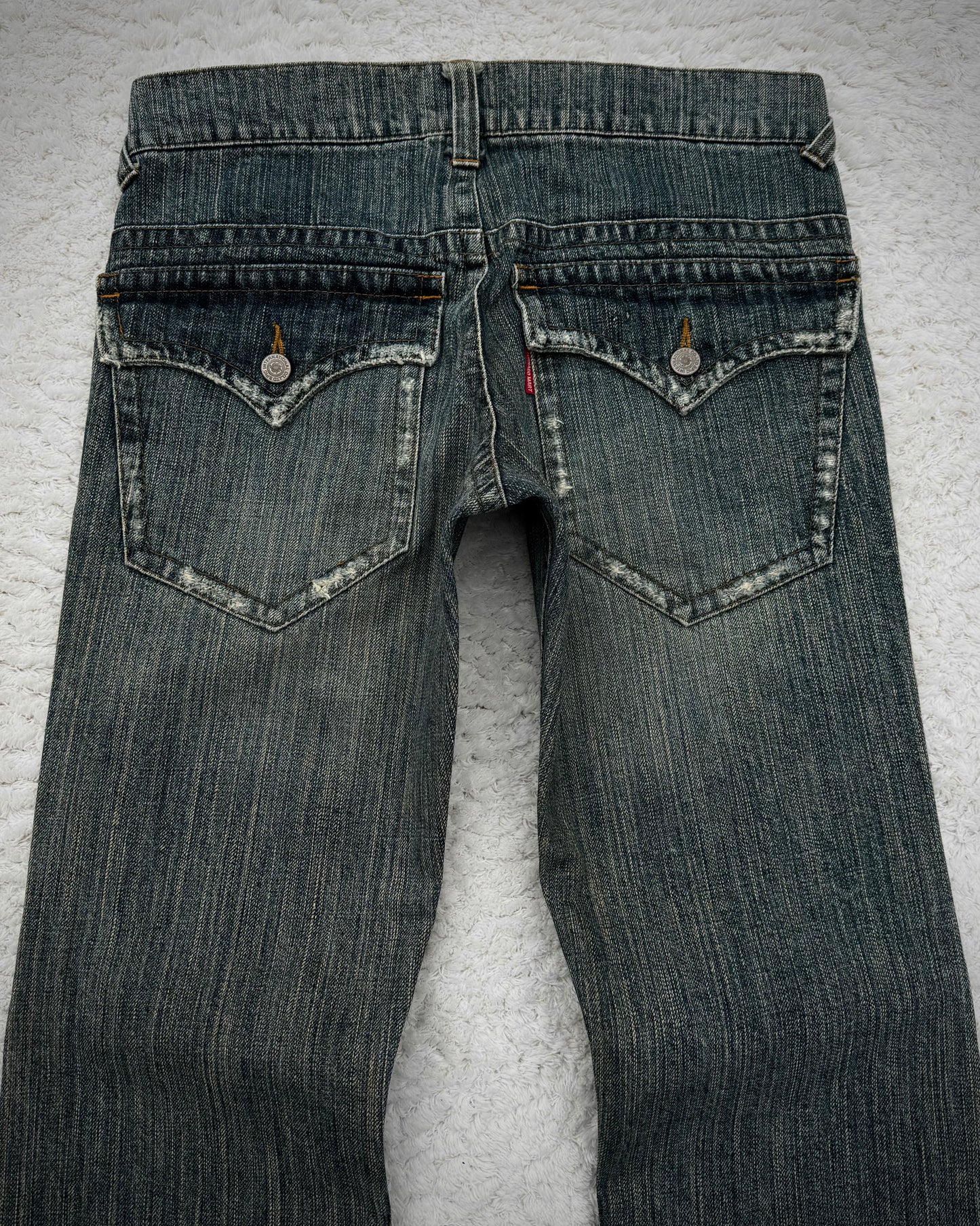 Tornado Mart Western Mud Washed Spiral Flared Jeans