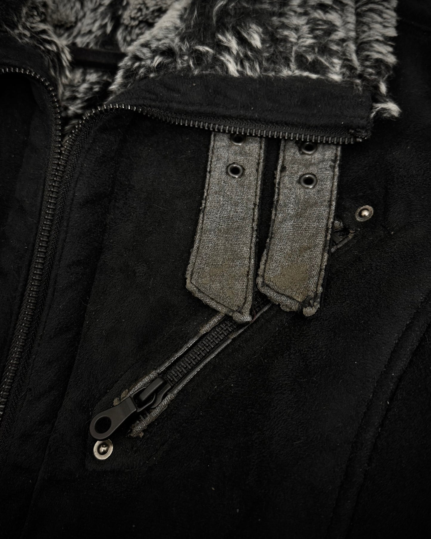 Hideaways Fur Lined Charcoal Suede Jacket