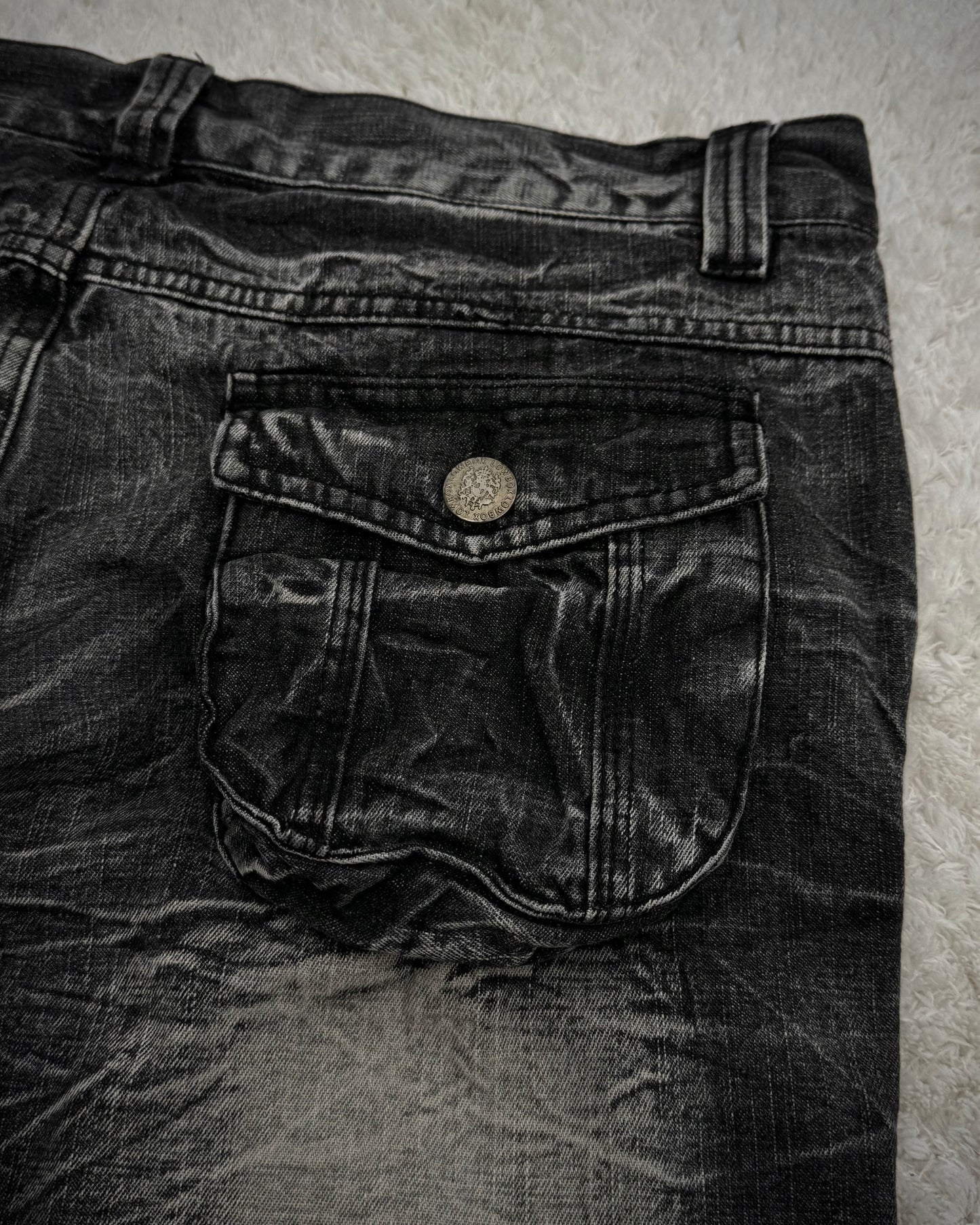 Lowbox Heavy Washed Flared Cargo Pants