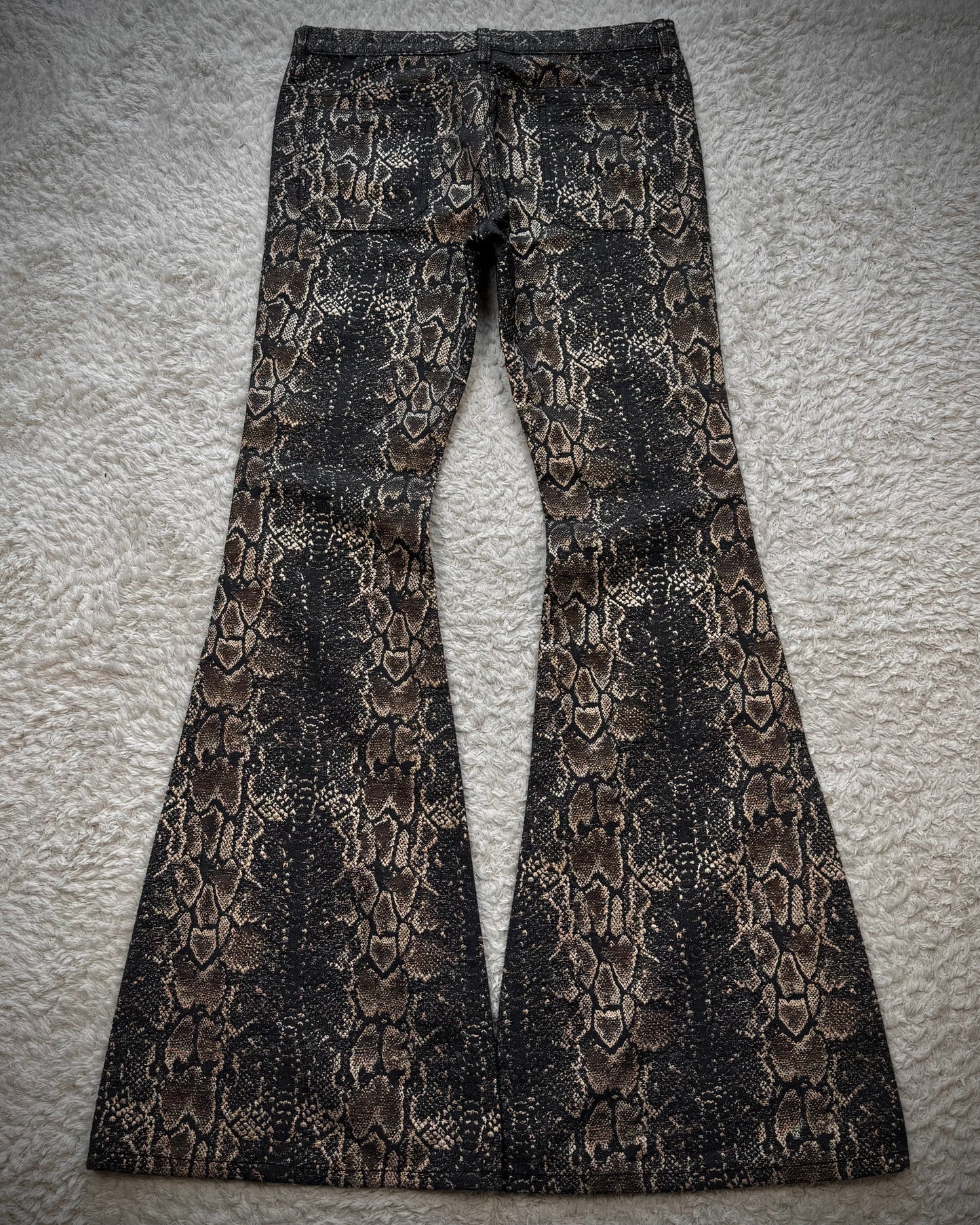 Dee Dee Python Woven Bell Bottom Flared Pants
