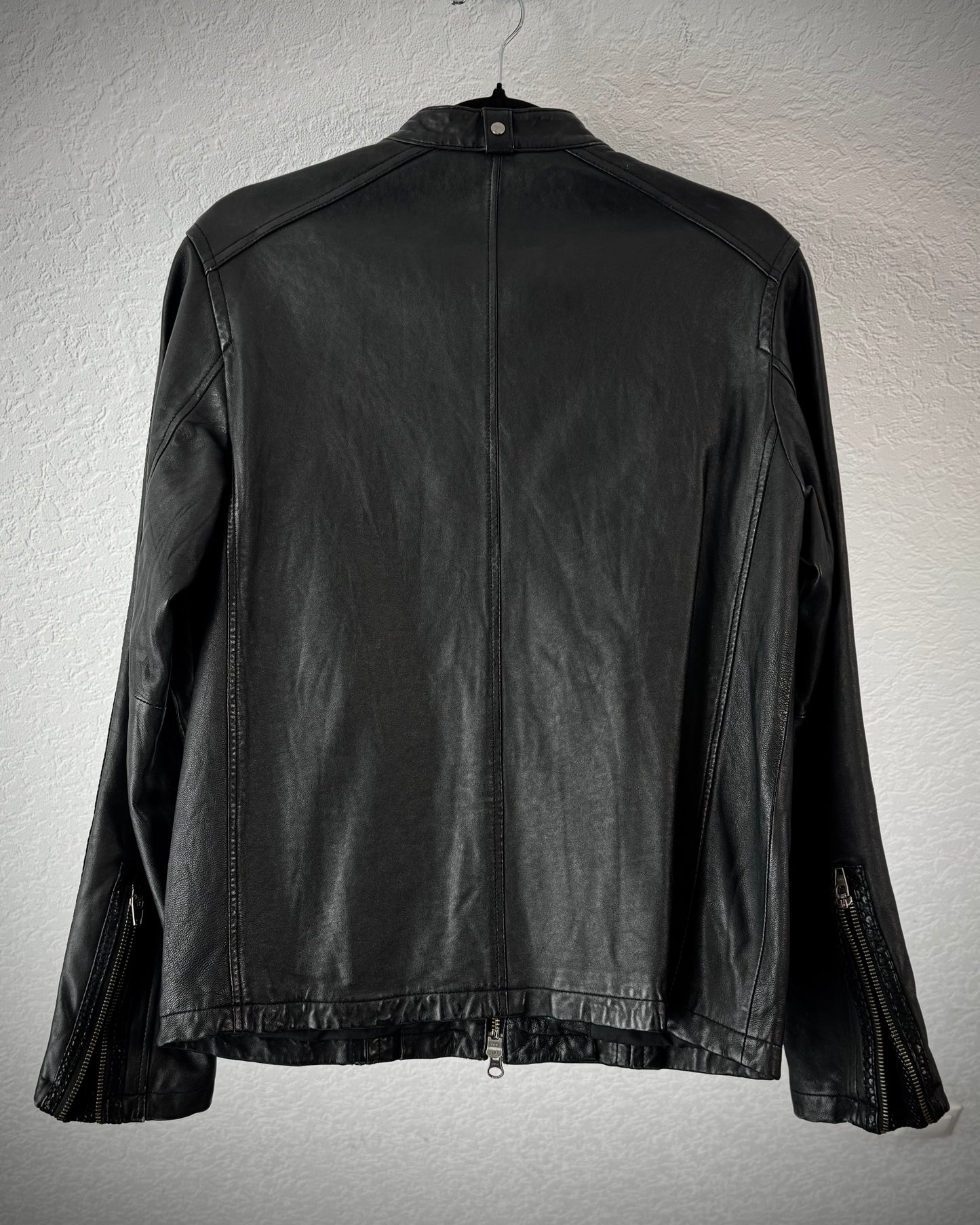 Jack Rose Python Waxed Scar Stitched Leather Jacket