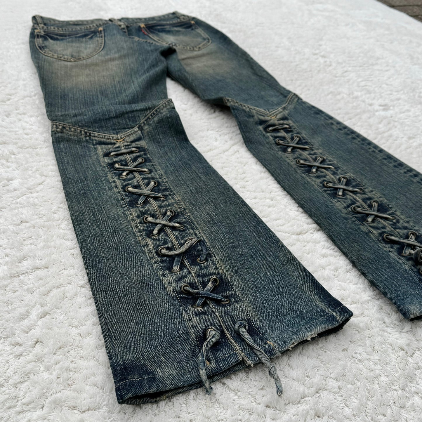 Tornado Mart Mud Wash Backlace Flared Jeans