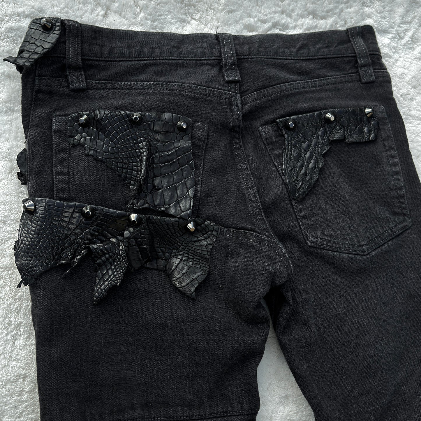 IfSixWasNine 1of1 Lace-Up Pants with Crocodile Leather Patches