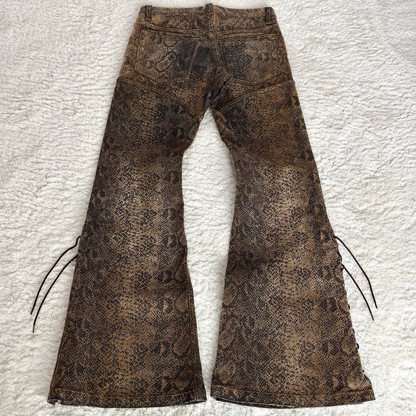 Tornado Mart Python Lace-Up Bell Bottom Flared Jeans