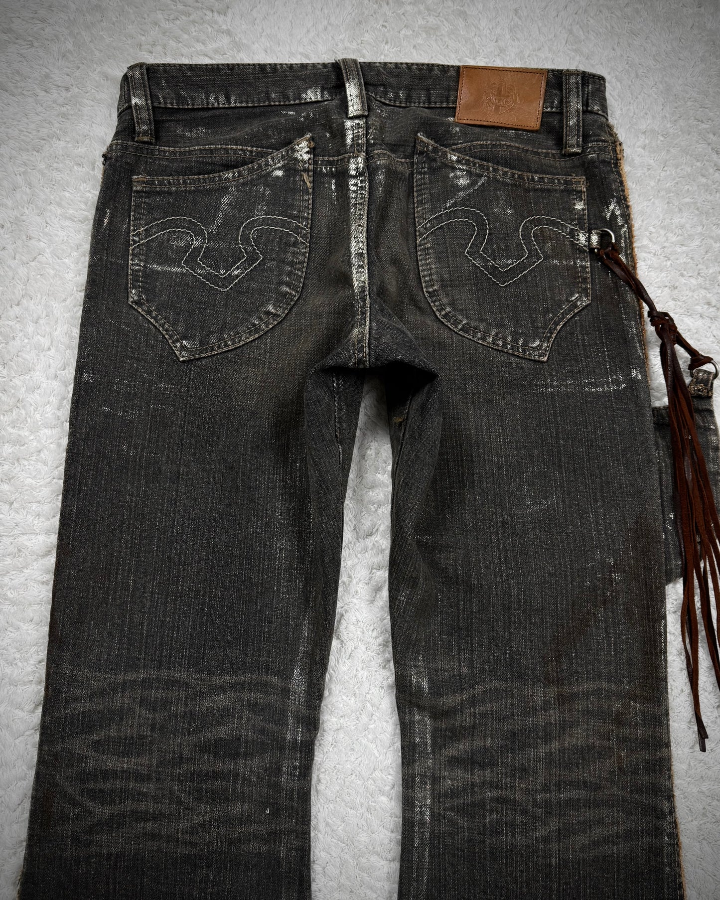 Obelisk Silver Waxed Holster Pouch Flared Jeans