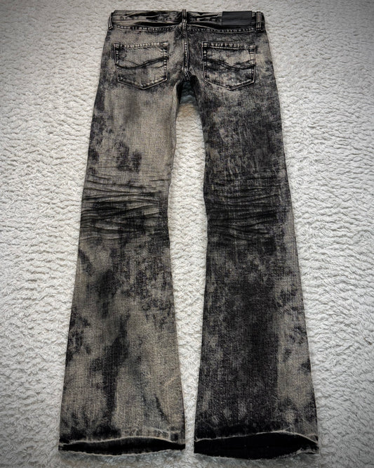 CavariA Ash Clawmarks Washed Flared Jeans