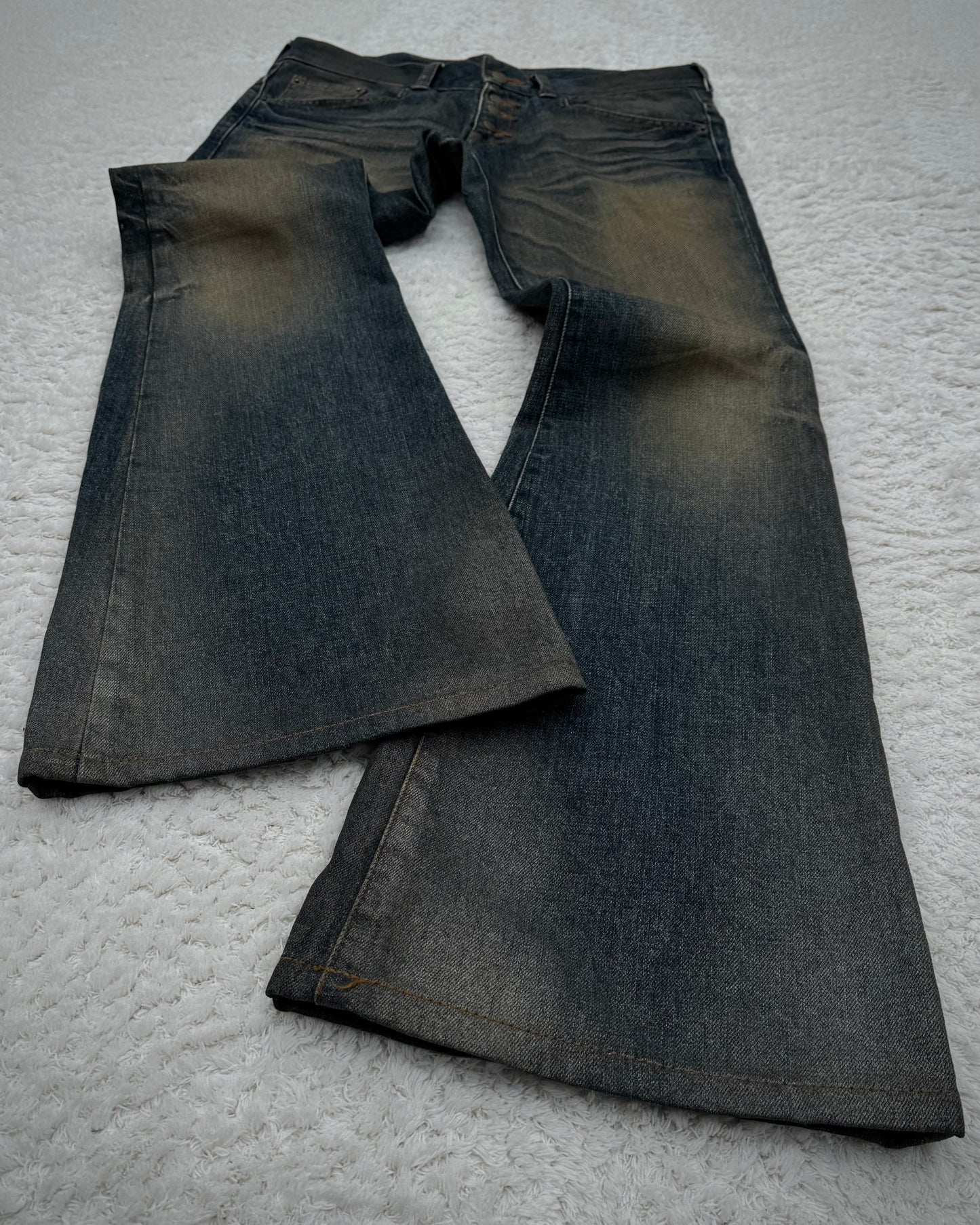 Tornado Mart Whisker Mud Wash Flared Jeans