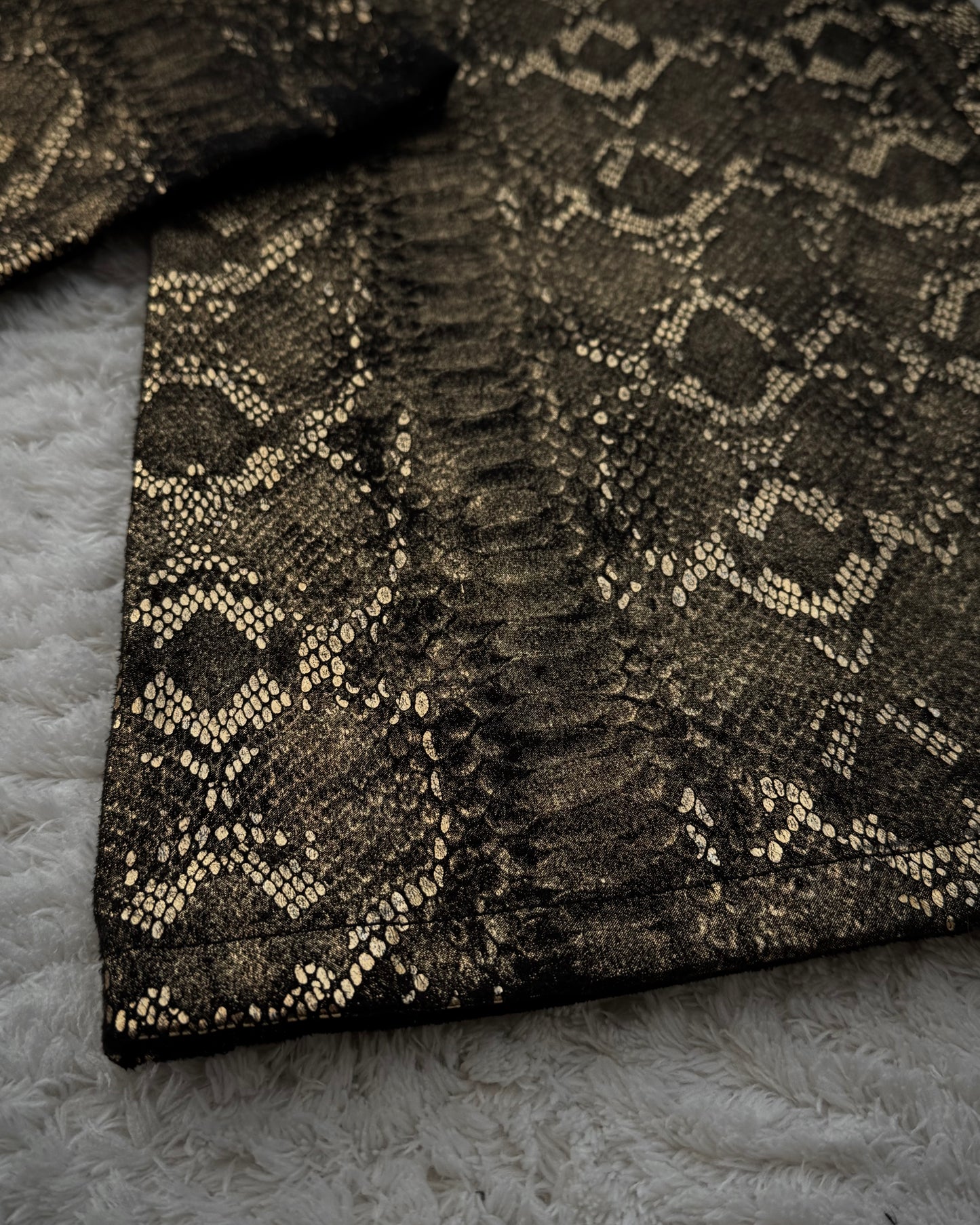 Tornado Mart Golden Snakeskin Pattern Flared Pants