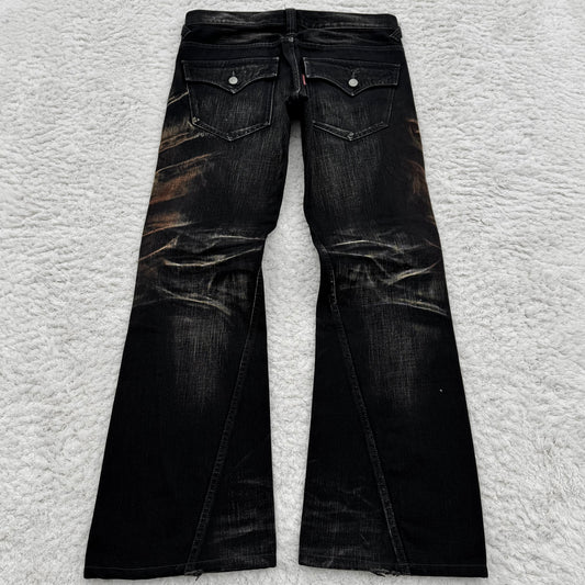 Tornado Mart Mud Washed Spiral Flared Jeans