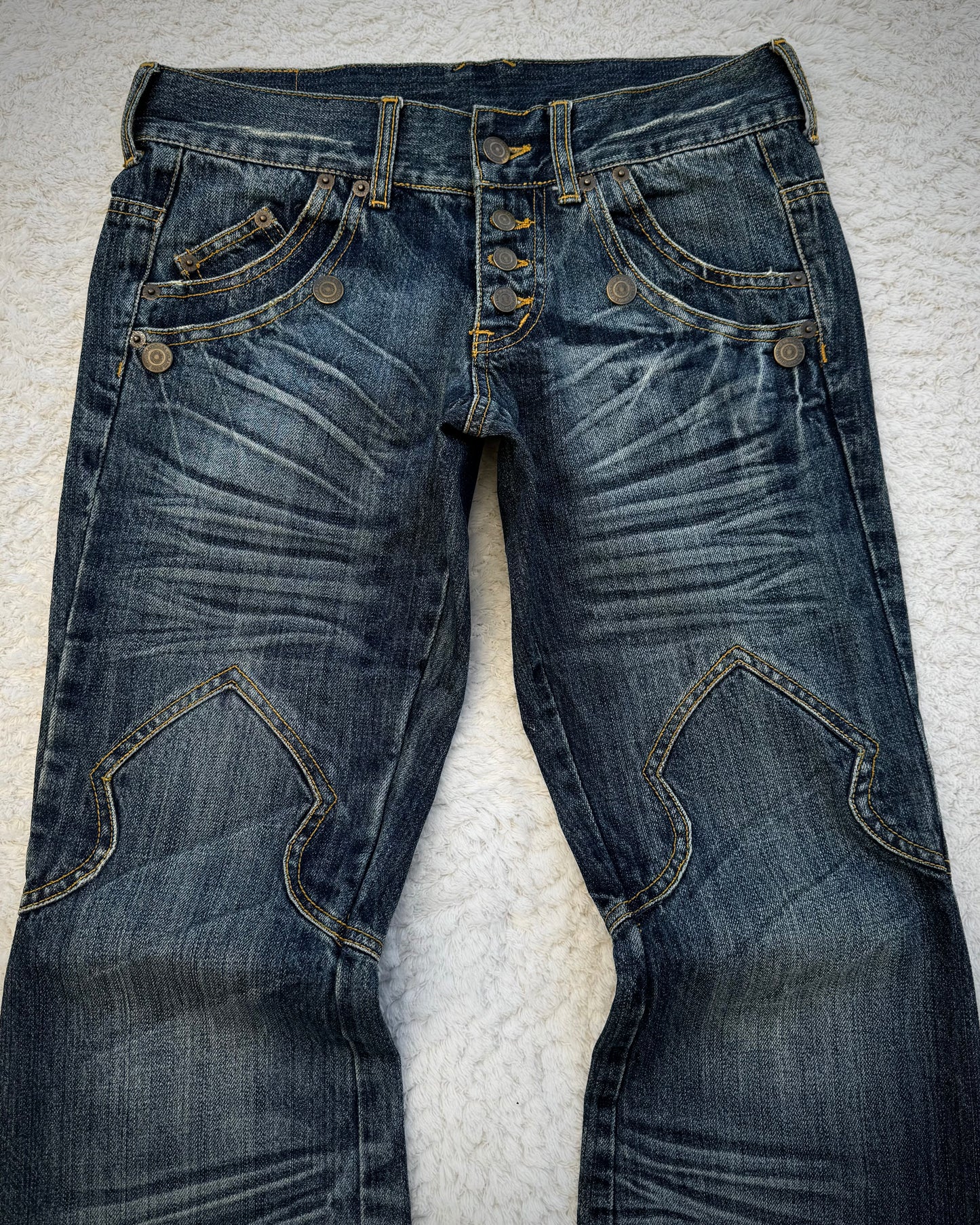 Tornado Mart Western Sword Knee Flared Jeans