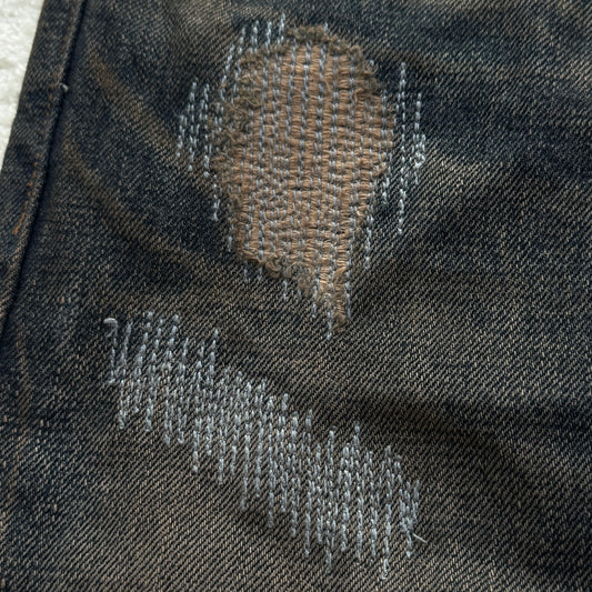 Slow Life Boro Distressing Mud Wash Bootcut Denim