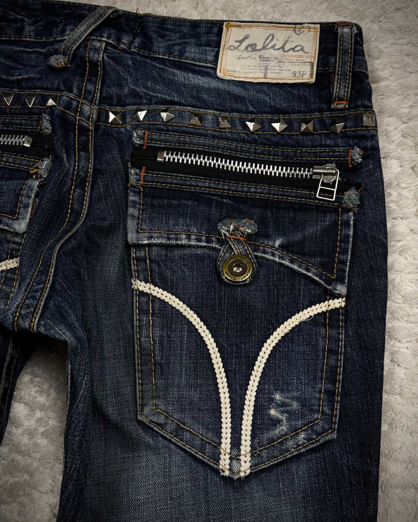 Lolita Studded Whisker Washed Vintage Bootcut Jeans