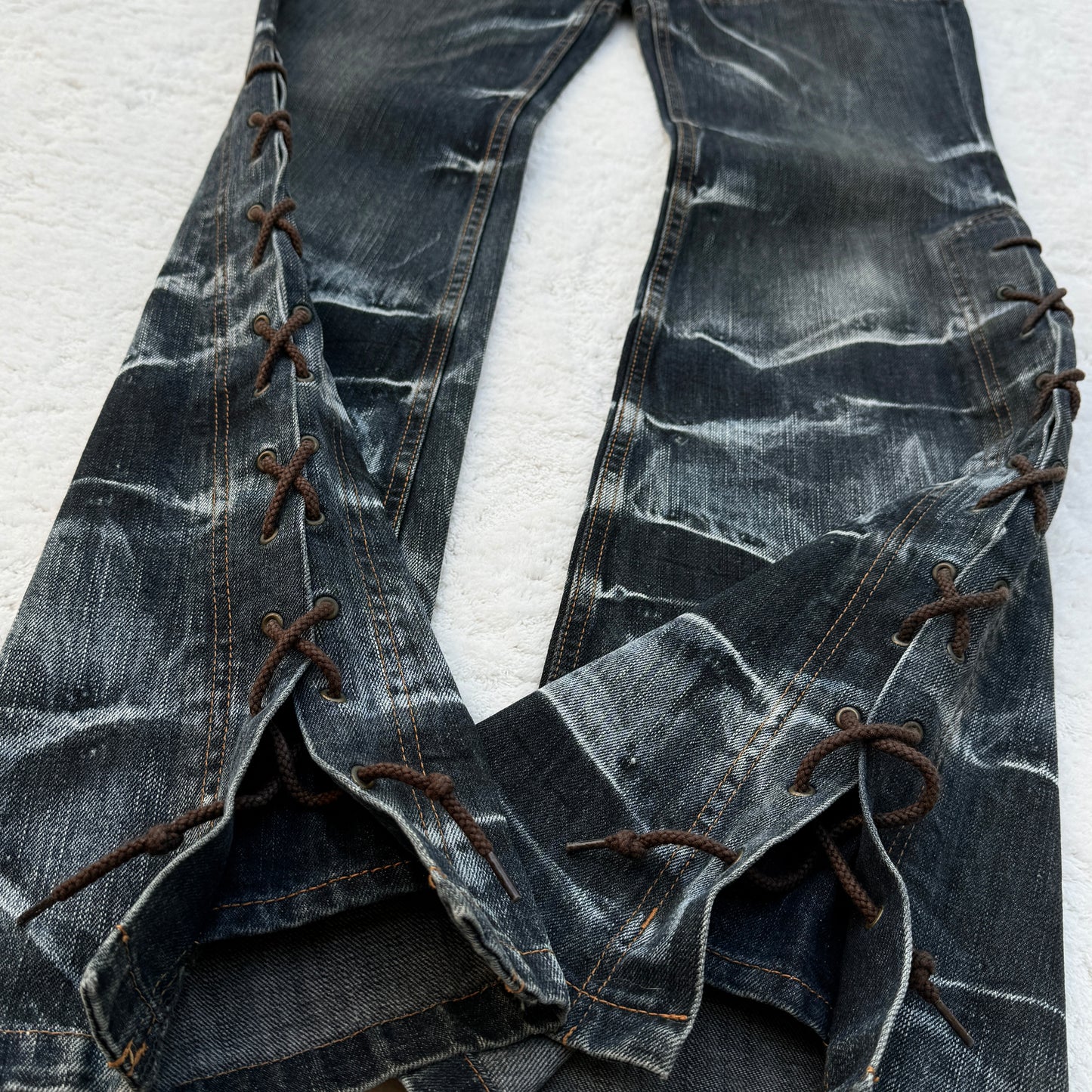 Tornado Mart Flared Lace-Up Jeans