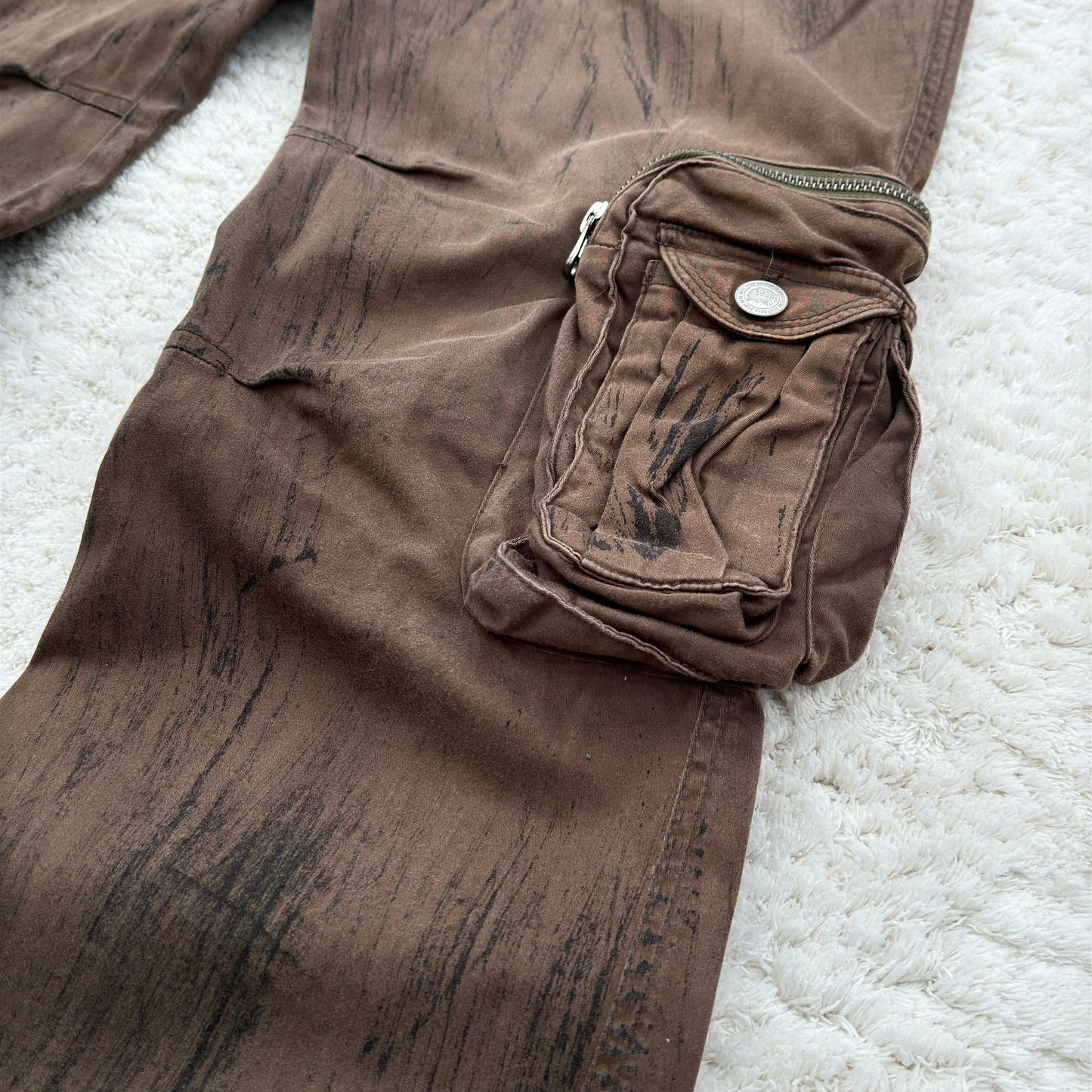 Glad News Earthy Textured Bootcut Cargo Pants