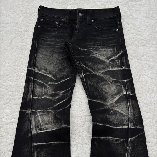 Tornado Mart Whisker Wash Spiral Flared Jeans