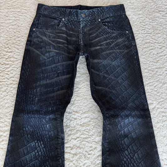 Tornado Mart Crocodile Pattern Flared Jeans