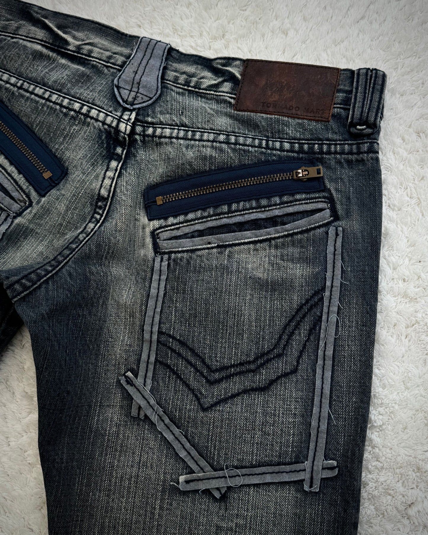 Tornado Mart Tribe Skull Embroidery Flared Jeans