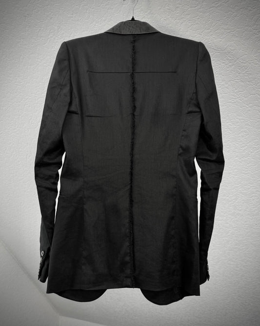 L.G.B. “JK-6” Fringed Spine Goat Collar Cross Blazer