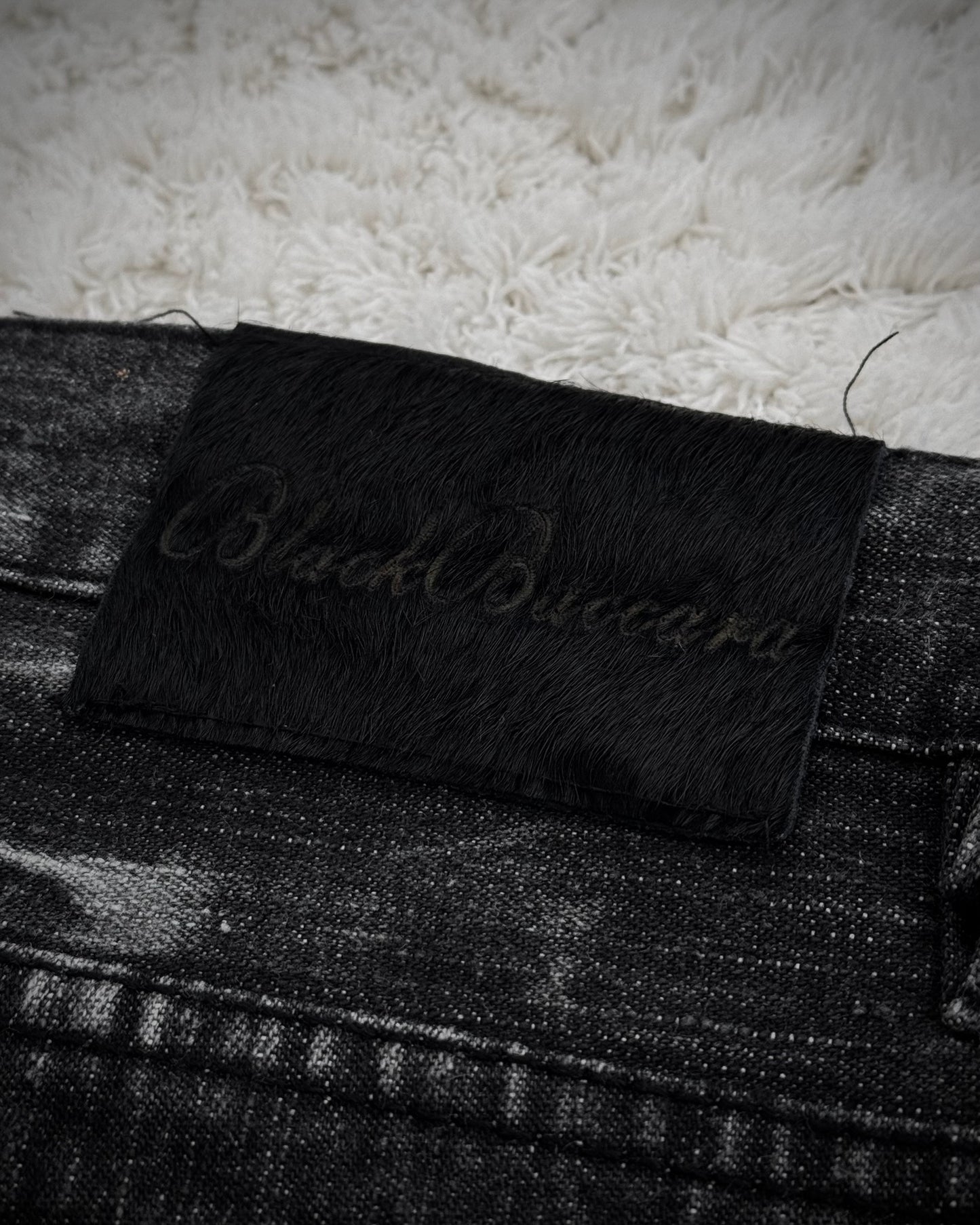 Black Baccara Pierced Shatter Washed Bootcut Jeans
