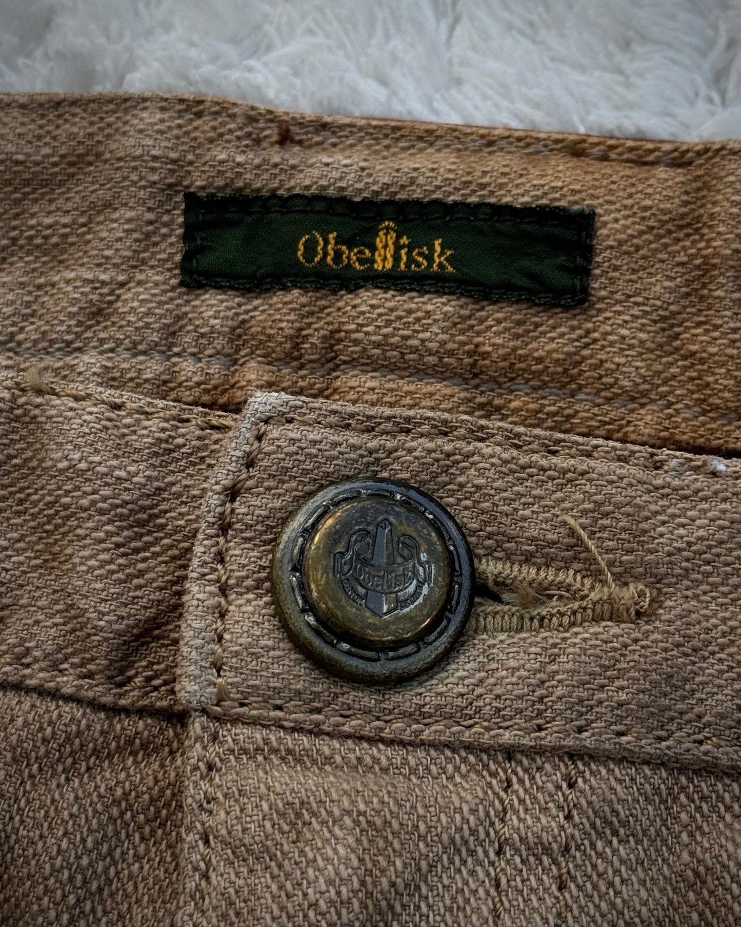 Obelisk Sand Washed Sword Knee Rib Detailed Flared Jeans