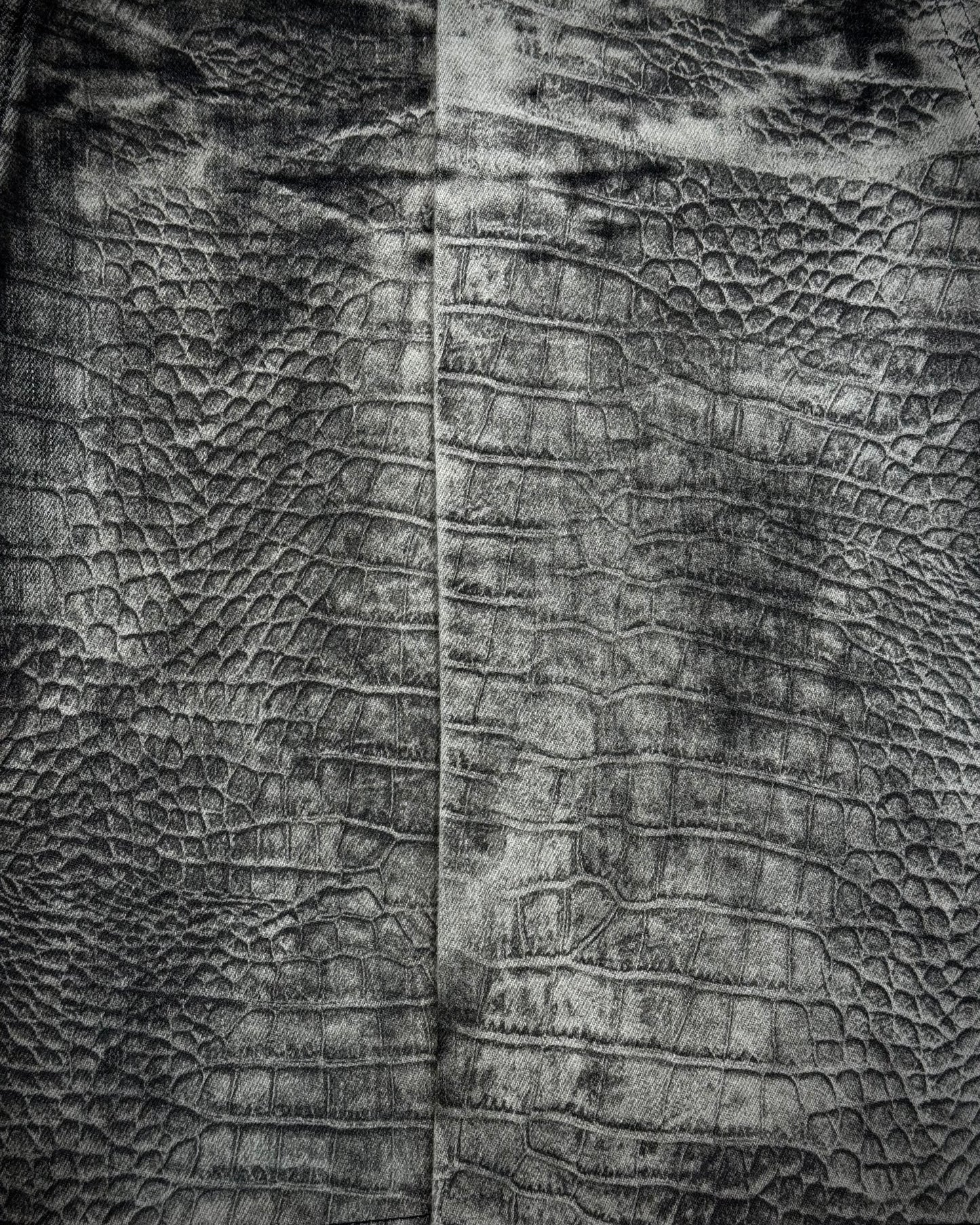 Tornado Mart Crocodile Pattern Lace Up Flared Jeans