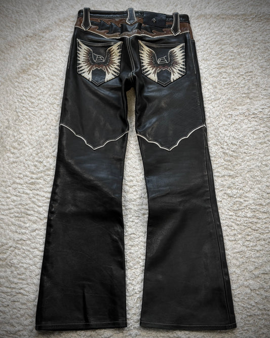 Yasuyuki Ishii Tribe Flared Leather Pants