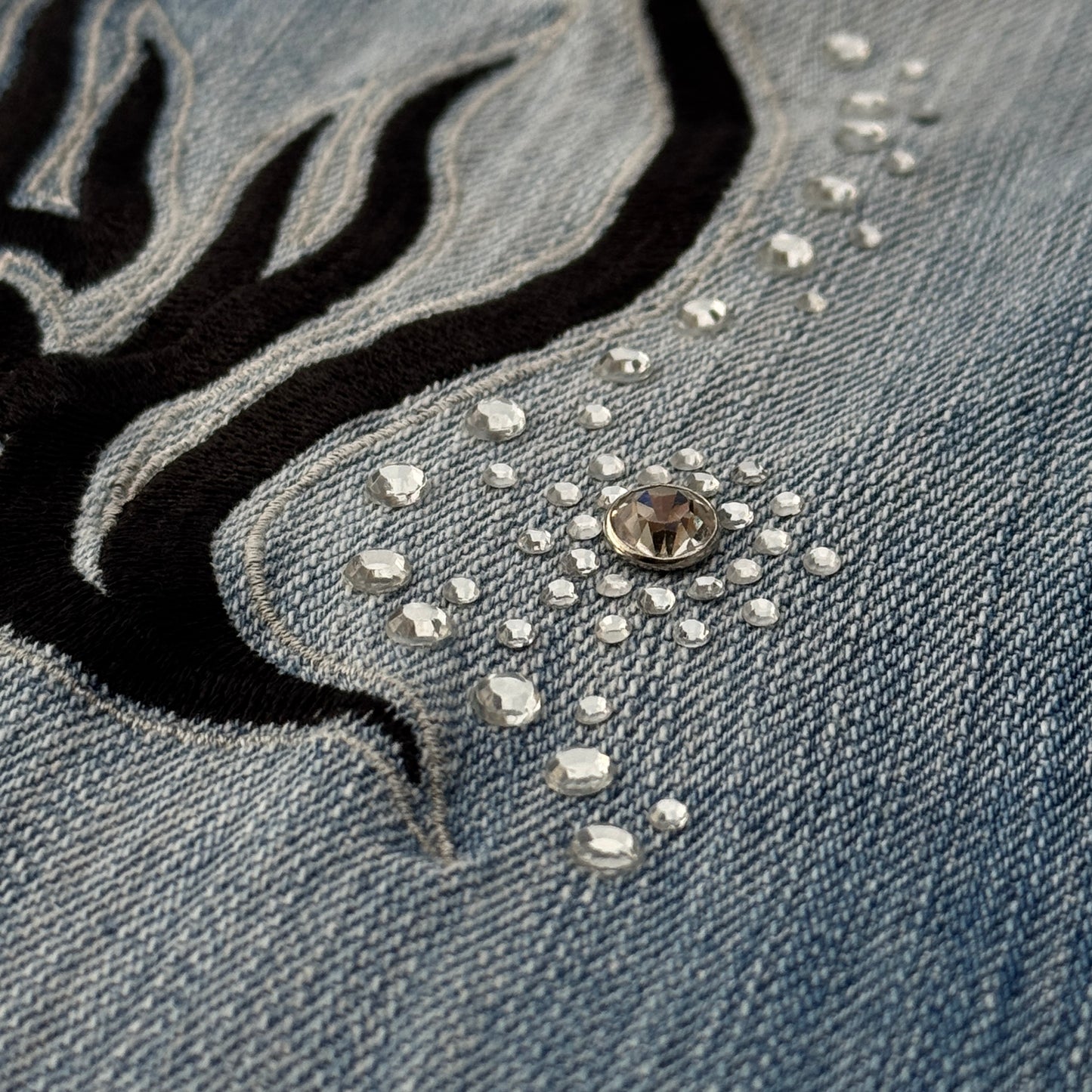 Tornado Mart Tribals Embroidered Flared Jeans with Crystals