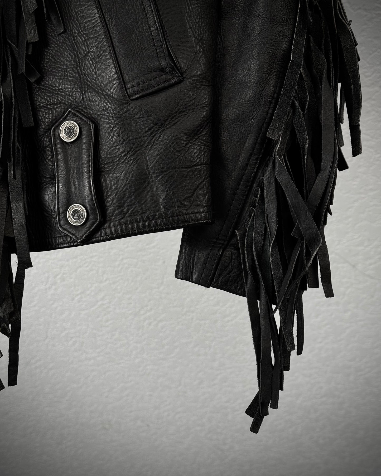Vintage Fringed Leather Studded Cowboy Jacket