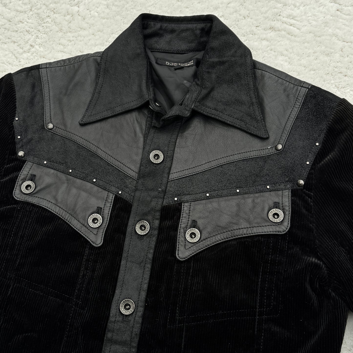 5351 Pour Les Hommes Leather Armor Corduroy Button Up