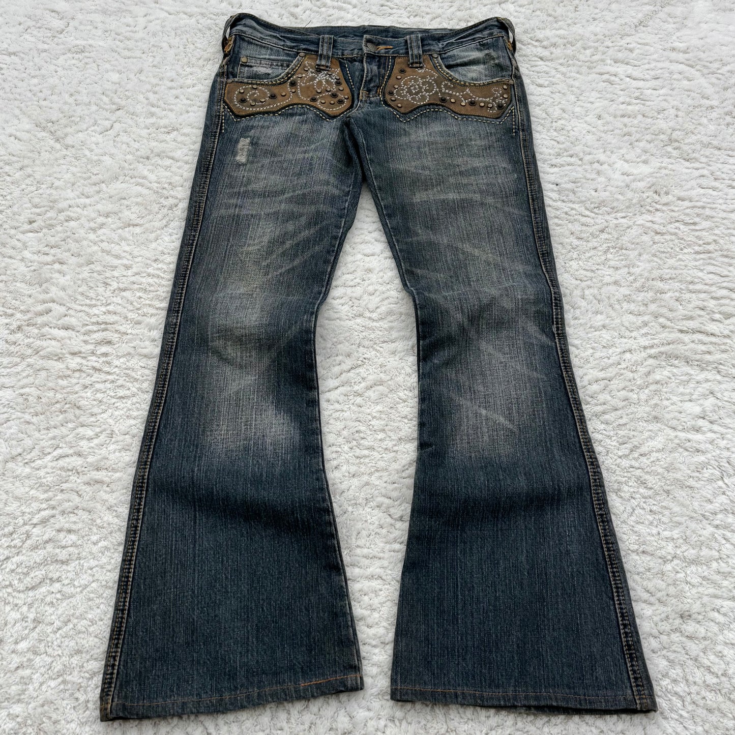 Tornado Mart Western Studded Flared Jeans